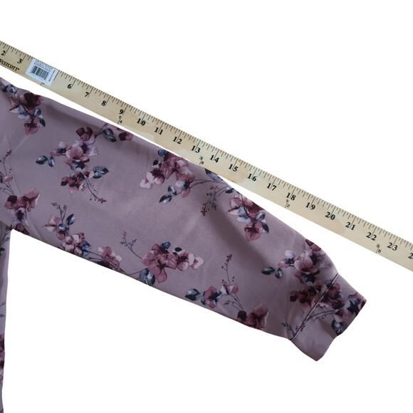 Hilary Radley Blouse Sz L V-Neck Long Sleeve Floral Pink L Cottagecore Office - Picture 7 of 10